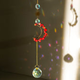 Natural red agate rough stone Moon Sun Catcher Wind chimes-20230324RAG